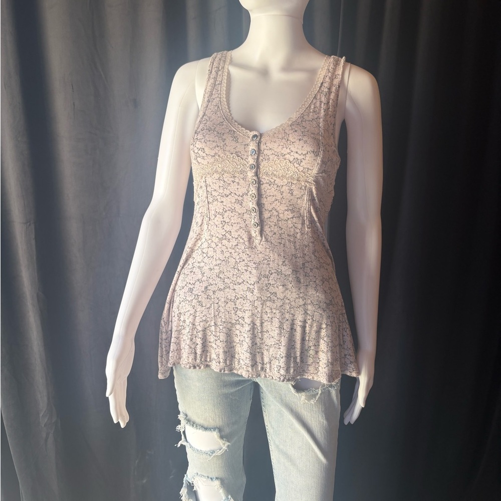 Free People Lace Back Tank Top